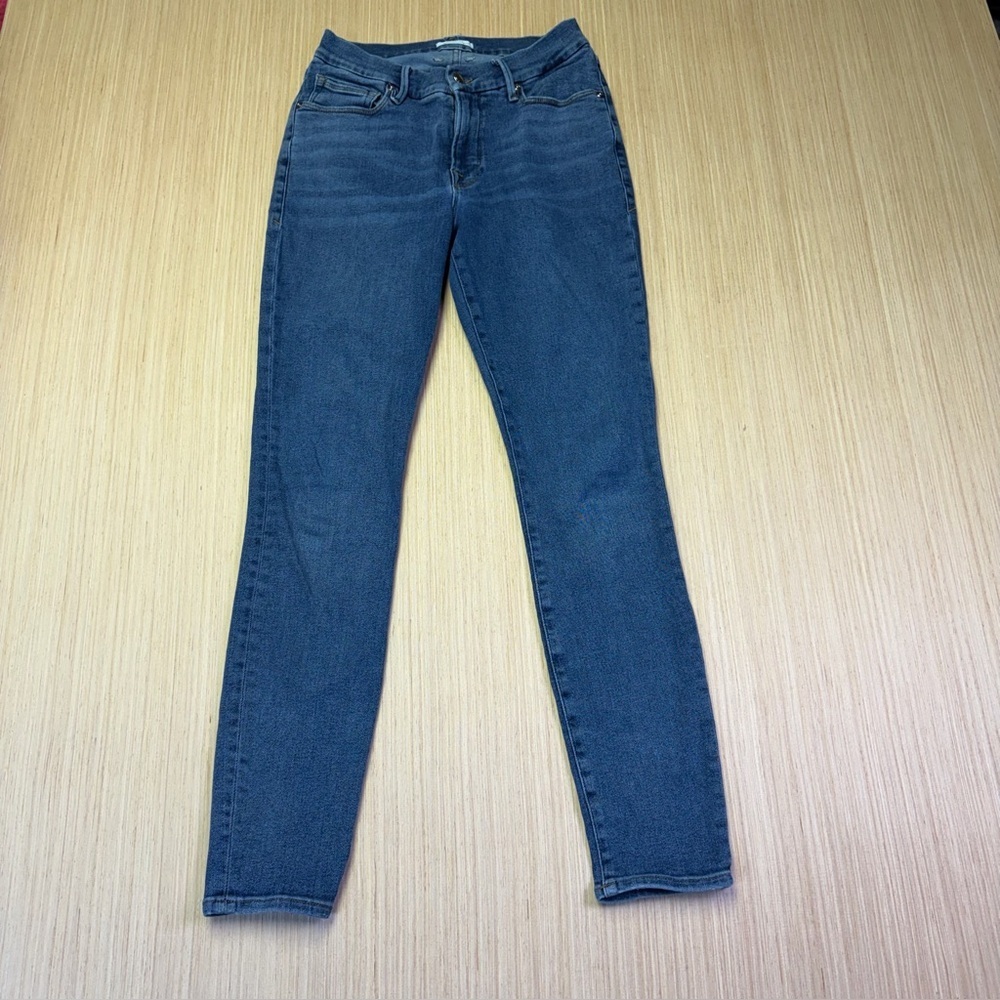 Good American Good Legs Slim Fit Skinny Ankle Jeans Womens 6/28 Blue Stretch